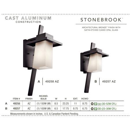 A large image of the Kichler 49258 Kichler Stonebrook Outdoor Wall Lanterns