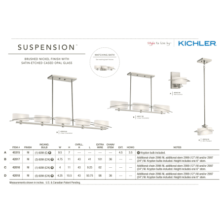 A large image of the Kichler 42018 The Kichler Suspension Collection in Brushed Nickel