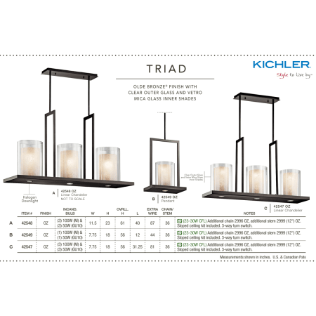 A large image of the Kichler 42548 Kichler Triad Collection in Olde Bronze