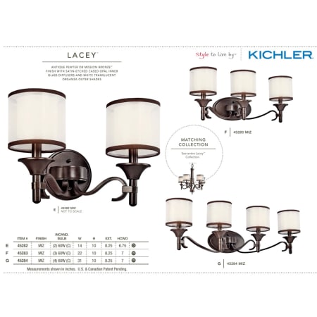 A large image of the Kichler 45282 The Kichler Lacey Collection in Mission Bronze from the Kichler Catalog.