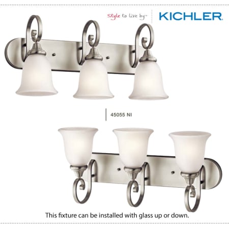 A large image of the Kichler 43170 The Kichler Monroe Collection can be installed with glass up or down.