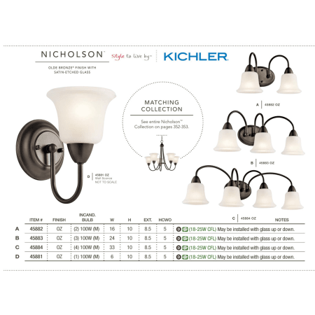 A large image of the Kichler 45883 The Nicholson Collection in Olde Bronze from the Kichler Catalog.