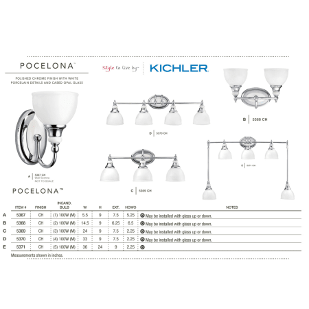 A large image of the Kichler 5367 The Kichler Pocelona Collection from the Kichler Catalog.