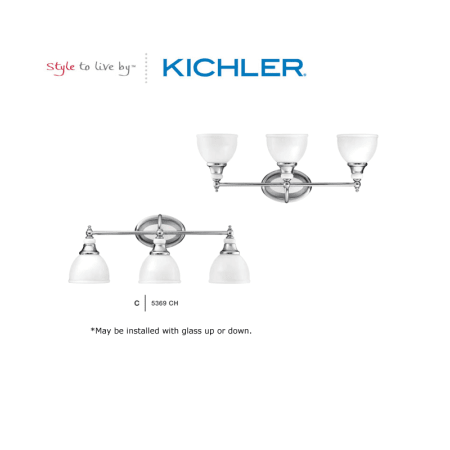 A large image of the Kichler 5369 The Kichler Pocelona Collection can be installed with the glass up or down.