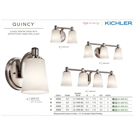 A large image of the Kichler 45454 The Kichler Quincy Collection in Classic Pewter from the Kichler Catalog.