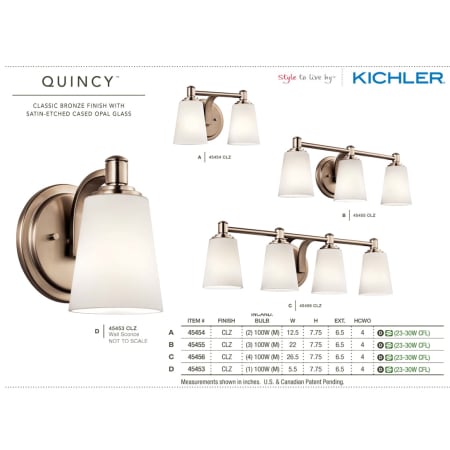 A large image of the Kichler 45454 The Kichler Quincy Collection in Classic Bronze from the Kichler Catalog.