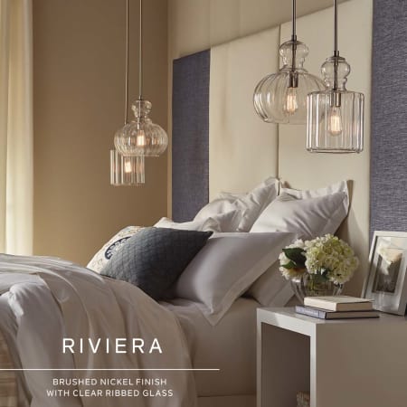 A large image of the Kichler 43955 Riviera Pendants in Bedroom
