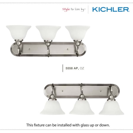A large image of the Kichler 5558 The Kichler Staffor Collection can be installed with glass up or down.