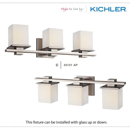 A large image of the Kichler 45149 The Kichler Tully Collection can be installed with the glass up or down.
