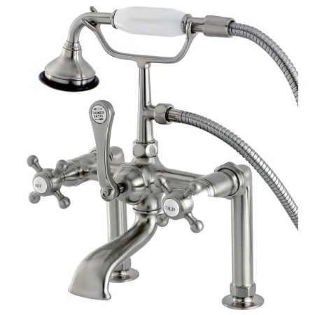 Kingston Brass Ae103t5bx Oil Rubbed Bronze English Country Deck Mounted Clawfoot Tub Filler Trim With Cross Handles And Integrated Diverter Handshower Included Faucet Com