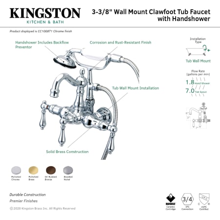 A large image of the Kingston Brass CC1008T Alternate Image