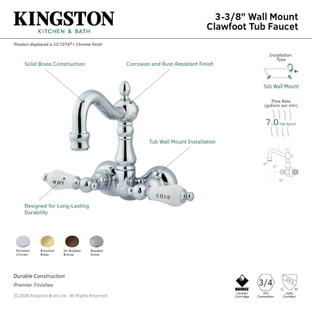 A large image of the Kingston Brass CC1073T Alternate Image