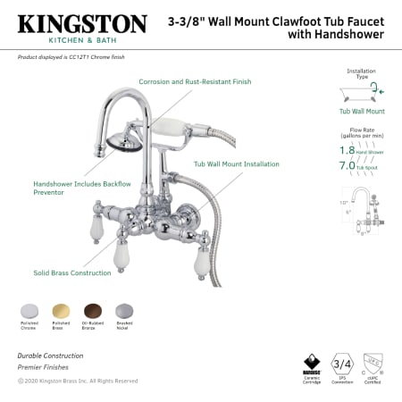 A large image of the Kingston Brass CC11T8 Alternate Image