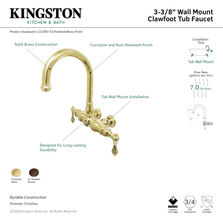 A large image of the Kingston Brass CC3001T Alternate Image