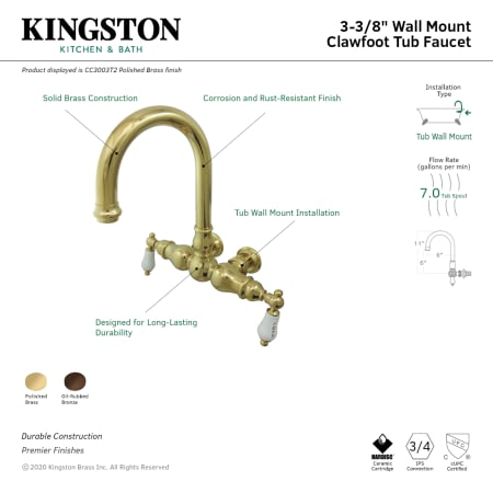 A large image of the Kingston Brass CC3003T Alternate Image