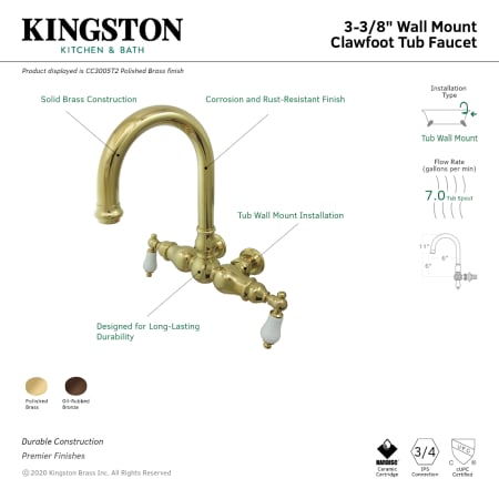 A large image of the Kingston Brass CC3005T Alternate Image