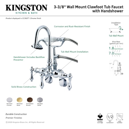 A large image of the Kingston Brass CC302T Alternate Image