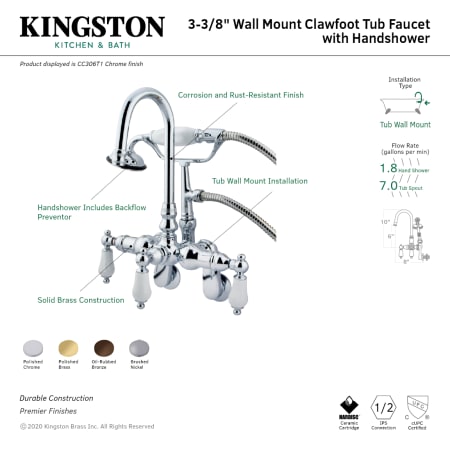 A large image of the Kingston Brass CC305T Alternate Image