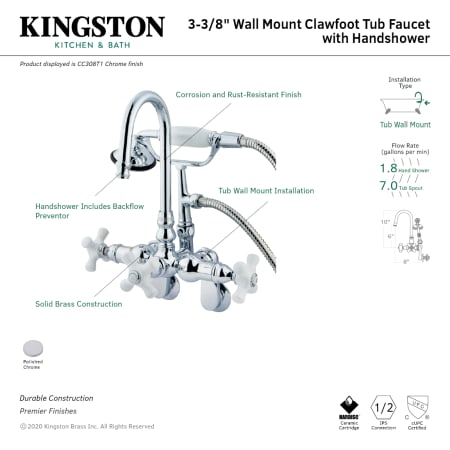 A large image of the Kingston Brass CC308T Alternate Image