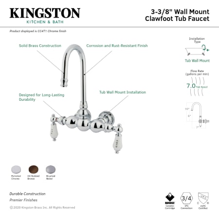 A large image of the Kingston Brass CC3T Alternate Image
