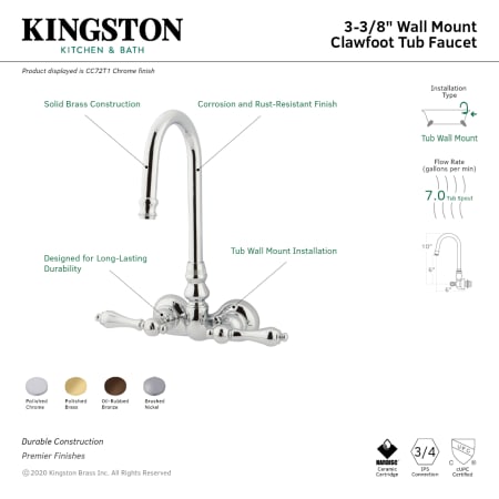 A large image of the Kingston Brass CC71T Alternate Image