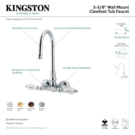 A large image of the Kingston Brass CC73T Alternate Image