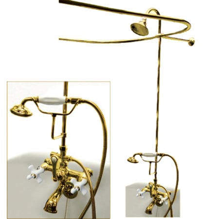 Kingston Brass CCK1142PX Vintage Clawfoot Tub Package with Porcelain Cross Handles, Polished Brass