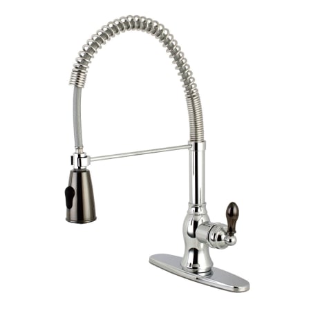 A large image of the Kingston Brass GSY889.AKL Polished Chrome / Black Stainless Steel