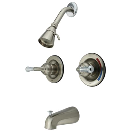 A large image of the Kingston Brass KB67 Satin Nickel / Polished Chrome
