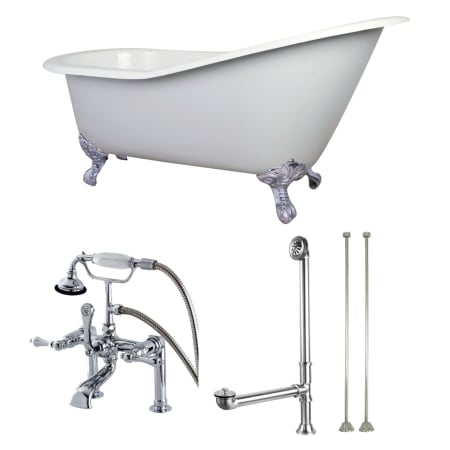 A large image of the Kingston Brass KCT7D653129C White / Polished Chrome Feet