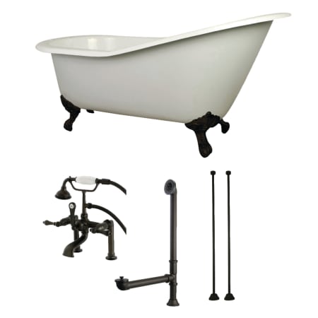 A large image of the Kingston Brass KCT7D653129C White / Oil Rubbed Bronze Feet