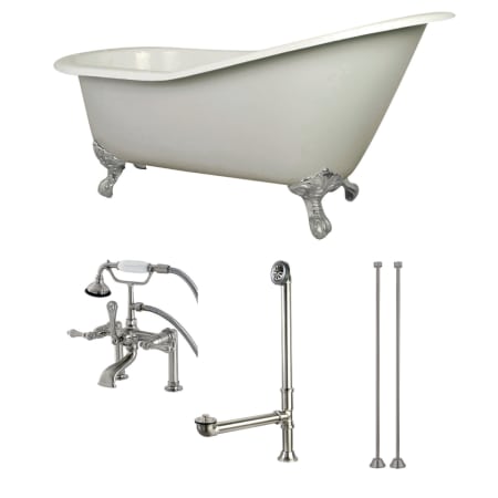 A large image of the Kingston Brass KCT7D653129C White / Brushed Nickel Feet