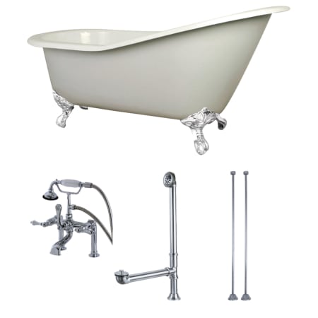 A large image of the Kingston Brass KCT7D653129CW White / Polished Chrome Feet