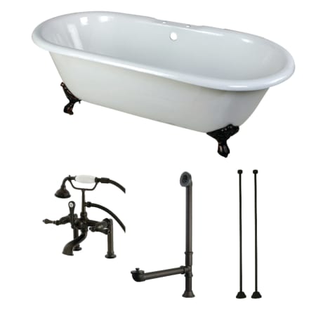 A large image of the Kingston Brass KCT7D663013C White / Oil Rubbed Bronze Feet