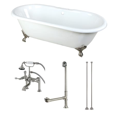 A large image of the Kingston Brass KCT7D663013C White / Brushed Nickel Feet