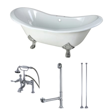 A large image of the Kingston Brass KCT7D7231C White / Polished Chrome Feet