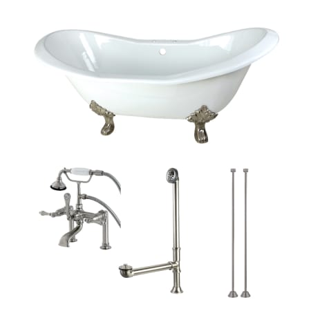 A large image of the Kingston Brass KCT7D7231C White / Brushed Nickel Feet