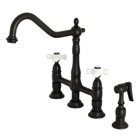 Kingston Br Ks1270pxbs Matte Black Heritage 1 8 Gpm Double Handle A Large Image Of The Kingston Br Ks127 Pxbs Matte Black