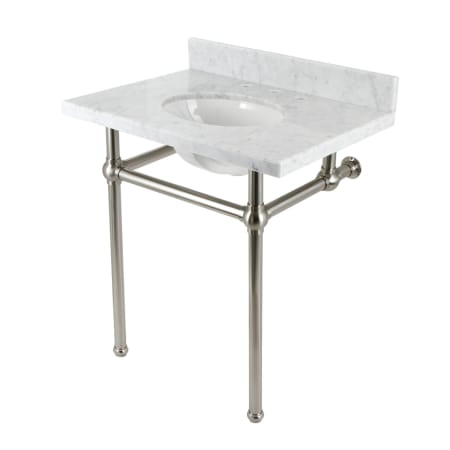 A large image of the Kingston Brass KVBH3022M8 Marble White / Brushed Nickel