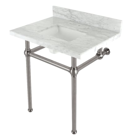 A large image of the Kingston Brass KVBH3022M8SQ Marble White / Brushed Nickel