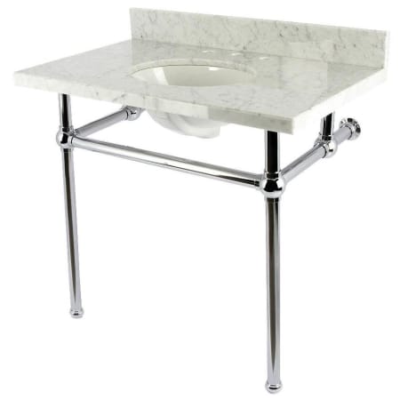A large image of the Kingston Brass KVBH3622M8 Marble White / Polished Chrome
