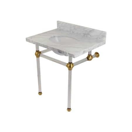 A large image of the Kingston Brass KVPB3030MA Carrara Marble / Brushed Brass