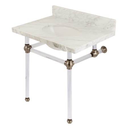 A large image of the Kingston Brass KVPB3030MA Carrara Marble / Brushed Nickel