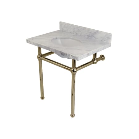 A large image of the Kingston Brass KVPB3030MB Carrara Marble / Polished Nickel