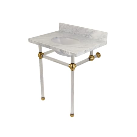 A large image of the Kingston Brass KVPB30MA Carrara Marble / Brushed Brass
