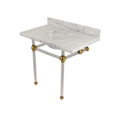 A large image of the Kingston Brass KVPB3630MA Carrara Marble / Brushed Brass