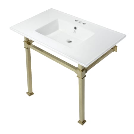A large image of the Kingston Brass KVPB37224Q White / Brushed Brass