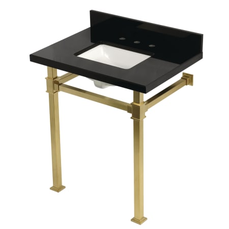 A large image of the Kingston Brass KVPK30KSQ Black Granite / Brushed Brass