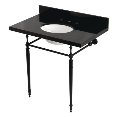 A large image of the Kingston Brass KVPK3622K8 Black Granite / Matte Black