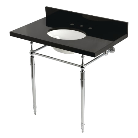 A large image of the Kingston Brass KVPK3622K8 Black Granite / Polished Chrome